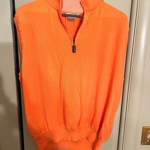 Men's Orange Quarter-Zip Sweater Vest 100% Pima Cotton w/stretch